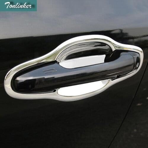 Tonlinker 8 PCS DIY Car styling ABS chrome Outside door handle bowl light case Stickers for TOYOTA HIGHLANDER 2015 accessories