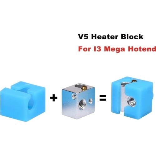 V5 Heater Block V5 Silicone Socks For Anycubic I3 Mega Hotend J-head Hotend parts 3D Printer Parts vs V6 Hotend Heat Block