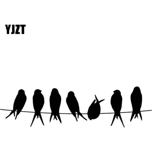 YJZT 19.4CM*5.3CM Sparrow On The Pole Decor Pattern Car Trunk Car Sticker Vinyl Decal Black/Silver C4-2050