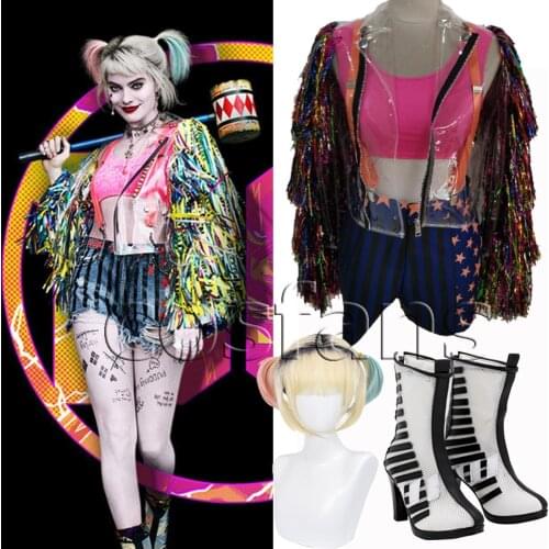 2020 Clown Joker Sexy T-Shirt Birds Of Prey Cosplay Women T Shirt Costume Joker Halloween Xmas Party Costumes Props Accessories
