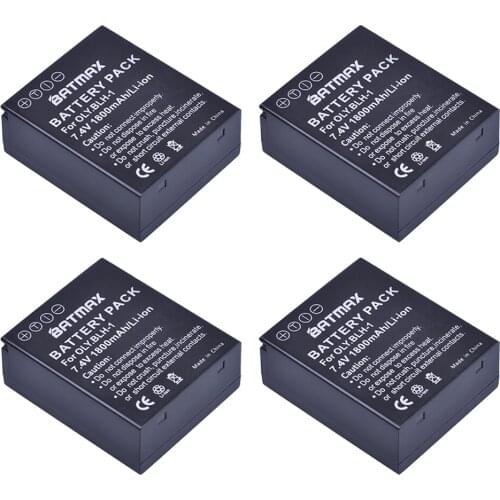 1800mAh 4pc BLH-1 BLH1 Battery Pack for Olympus Digital Cameras E-M1 Mark II EM1-2 EM1 Mark 2