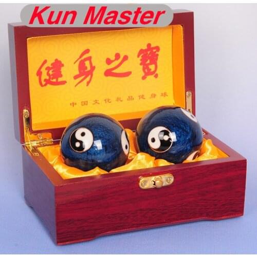 2Pcs Chinese Cloisonne Exercise Stress Ball Hand Wrist Baoding Ball Health Exercise Therapy Hand Massage Ball Tai Chi Pattern