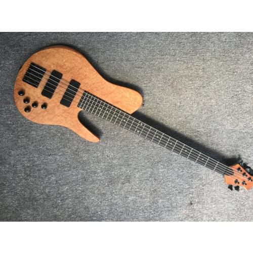 5 string zebrawood top active neck through professional electric bass guitar 43 inch solid wood body bass guitar in stock