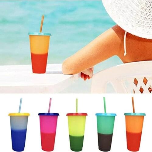 700ml reusable cold cup tumbler plastic Christmas gift, New Year party Christmas gift, magic straw cup with lid and straw