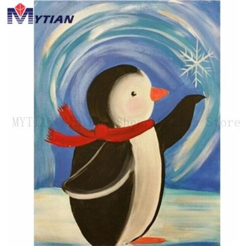 Fast Free Shipping Christmas Penguin,Winter Ice,Snowflake,Diamond Painting Kit,Full Square Round Drill Diamond Embroidery Decor