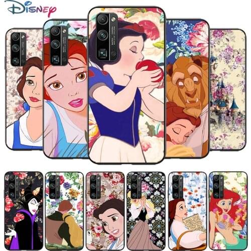 Disney Princess Flower for Huawei Honor V30 20 Pro X10 9S 9A 9C 9X 8X 10 9 Lite 8 7 Pro Silicone Soft Black Phone Case