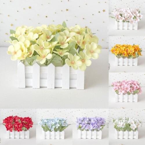 Artificial Chrysanthemum Flower Potted Plant Gypsophila Wood Pot Bonsai Home Garden Ornaments Decoration