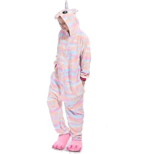 Women Unicorn Onesies Cartoon Animal s Totoro Stitch Pajamas Adult Girls Warm Soft Overall Winter Cute Funny Suit Unisex