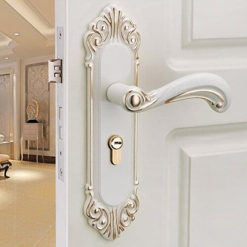 European style door lock indoor bedroom wooden door lock home mechanical door ivory room mute room door lock