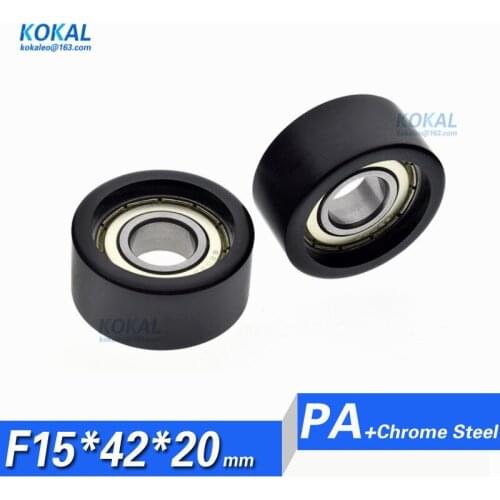 [F1542-20] 1PCS high loading 6202zz bearing coated with PA plastic 6202zz bearing wheel Flat type machine fitting Pulley Roller