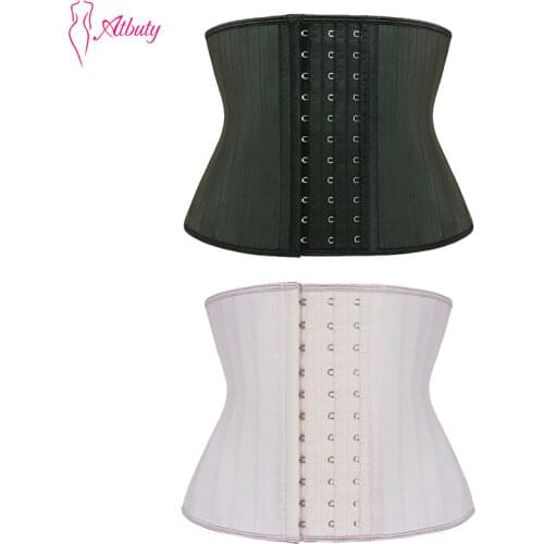 Short Torso 25 Steel Bones Waist Trainer Latex Slim Belt Body Shaper Modeling Strap Corsets Fitness Waist Supporter