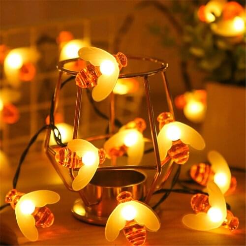10leds 20leds 30leds 40leds Bee Shaped led String Lights Battery Operated Christmas Holiday Party Garden Decorative Fairy Lights