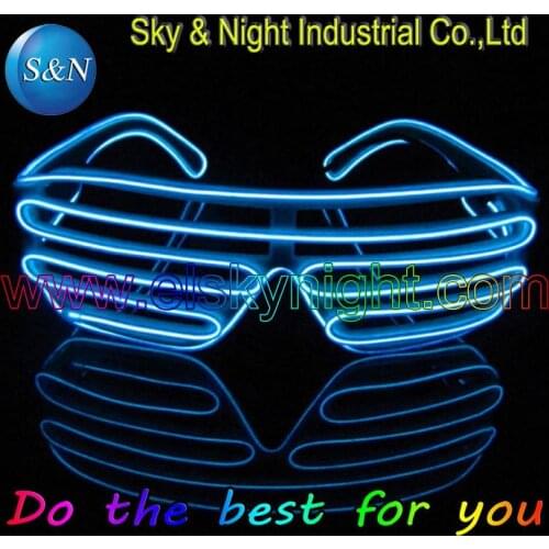IIce Blue EL Wire Glowing Flash Shutter LED Glasses Battery Box for DJ/Party/Christmas Holiday Fashion glasses blinking glasses
