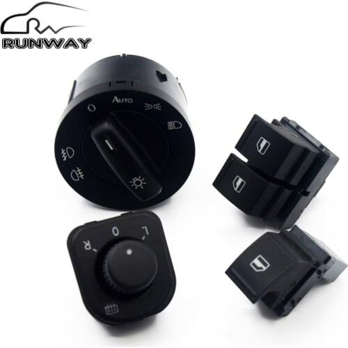 Power Headlight Mirror Window Control Switch Button 4PCS SET For VW Caddy Jetta Golf MK5 Puls Passat B6 5KD941531B 1K3 959 857A
