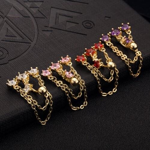 Star Zircon Style Navel Piercing Gold Surgical Steel Belly Button Piercing Rings Belly Piercing Ombligo Body Jewelry