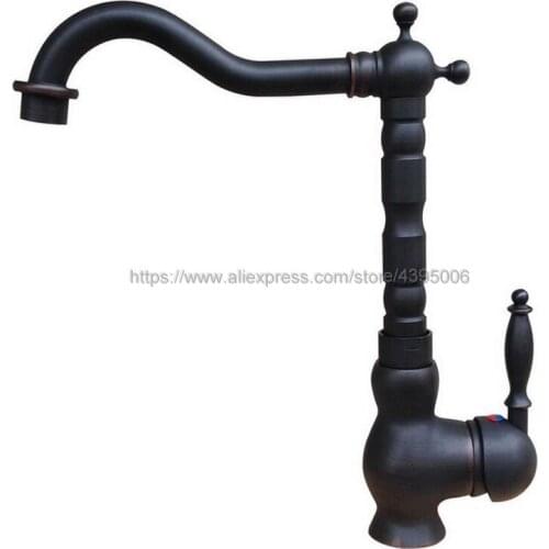 Black Oil Rubbed Brass Basin Faucet Swivel Spout Bathroom Kitchen Faucet Vessel Sink Mixer Tap Deck Mounted Bnf341