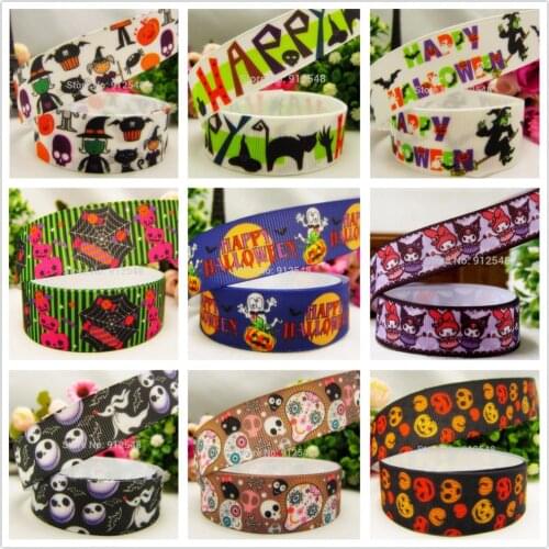 MD8139,22mm Halloween Series printed grosgrain ribbon,Handmade diy hair bands bow ribbon material