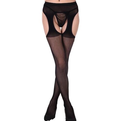 Hot sexy garter belt mesh tights women thigh high silk fishnet pantyhose fancy night club tights