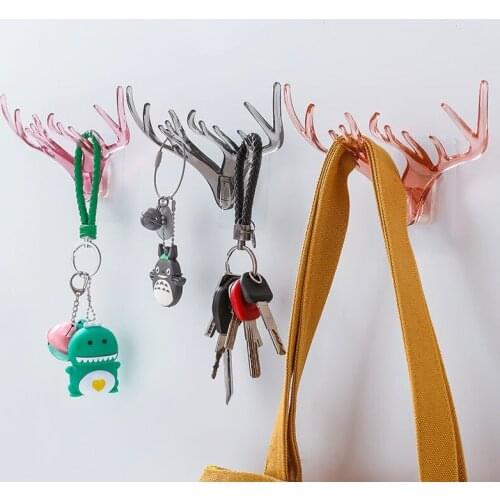 Wall Hanging Hook Vintage Deer Head Antlers for Hanging Clothes Hat Scarf Key Deer Horns Hanger Rack Wall Decor Creative Animal