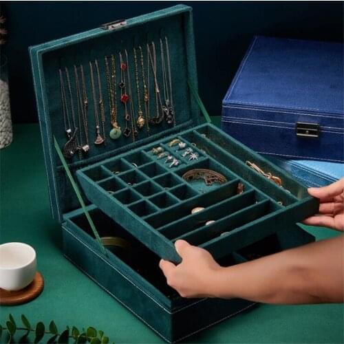 2021 New Flannel Jewelry Box With Lock Rings Earrings Organizer Ear Studs Display Stand Holder Rack Showcase Plate Storage Boxes