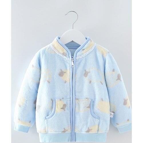 Newborn Cartoon Print Clothes Winter Warm Jackets Toddler Kids Baby Girls Boys Cute Zipper Solid Thick Fleece Coat Warm Outwea