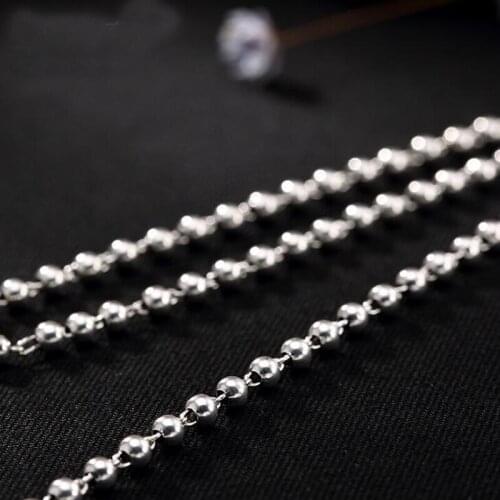 22 inch Pure Silver 3mm Smooth Beads Necklace Women Necklace