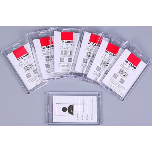1pc Transparent Acrylic Card Cover Case Badge Holder Factory Company Office Staff Employees ID Name Tag Pass Bus Card Sleeve