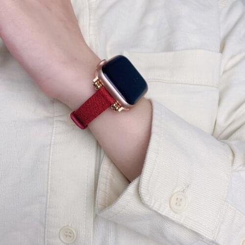 High quality Canvas Slim Thin Strap with Metal Head Grains for Apple Watch SE 6 5 4 40mm 44mm Band for iWatch 38mm 42mm 3 2 1