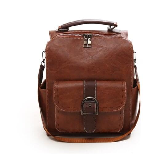 Luxury Women Backpack 2020 Vintage Travel PU Leather Backpack Large Capacity Bookbag High Quality School Bags for Teenage Girls