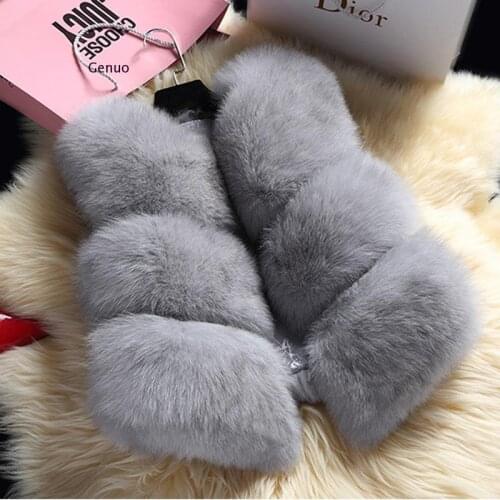S-4Xl New 2020 Autumn Winter Thick Warm Faux Fox Fur Vest Women High Quality Fashion V-Neck Short Fur Coat Female Fur Waistcoat