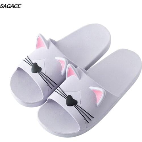 SAGACE Men&Women Home Indoors Slippers Cartoon Cat Floor Family Beach Sandals Sandalia Feminina Beach Summer Shoes Praia C26