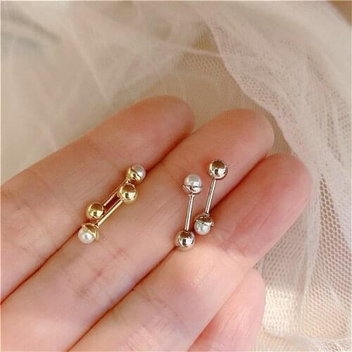 925 Sterling Silver Earring Fashion Zircon heart star moon pearl Screw Stud Earring Ear Bone Nail Wild Simple Trend Girl ear jew