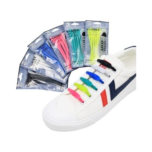 14pcs/pack Waterproof Silicone Shoelace Safty Shoes Accessories Round Elastic Flat Shoelaces No Tie Sport Lazy No Tie Shoelaces