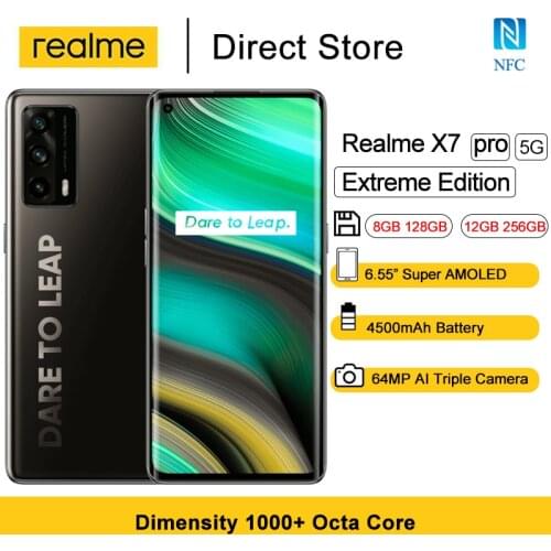 Realme X7 Pro Extreme Edition 5G Smartphone 6.55" Super AMOLED Dimensity 1000+ 64MP Camera 65W Smart Flash Charge Mobile Phones