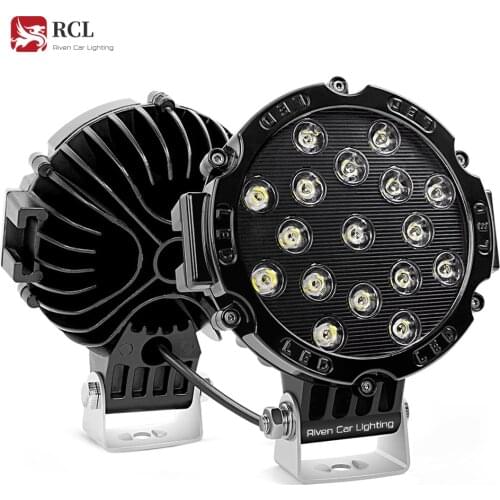 Led Light Bar 7" 51w 5100LM Black Round Spot Light Truck fog Led Lamp Light Running Lights for Road Driving Roof Bumper Strobe