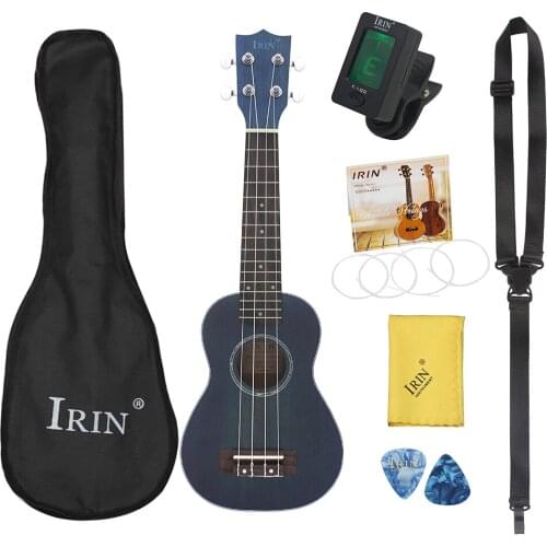 M MBAT 21 Inch Ukulele Hawaiian Gradient Blue Guitar Musical Instrument 4 Strings Sapele Ukulele Soprano Mini Guitar Set Gig Bag