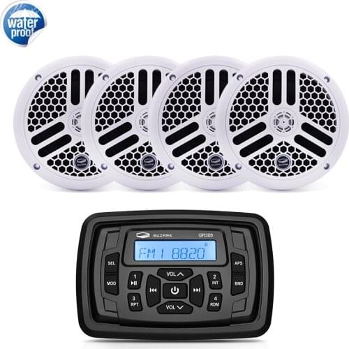 Waterproof Marine Radio Audio Boat Stereo Bluetooth Receiver MP3 Car Player+6.5inch Marine Speaker For RV UTV Yacht Motorcycle