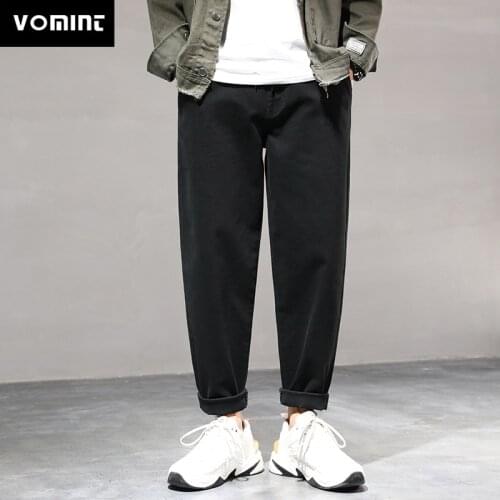 Vomint Brand New Mens Casual Pant Skinny Slim Cutting Pocket Badge Plus Size Harem pants Elastic Fabric Trouser