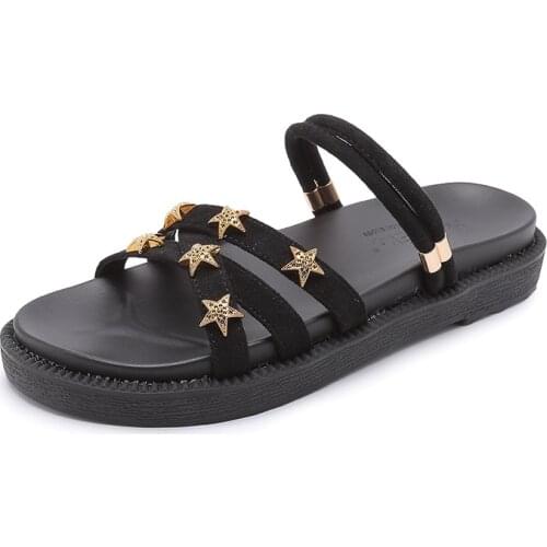 Za Two Girls Wearing Gladiator Sandals Fashion 2021 New Summer Roman Style Flat-bottomed Korean Version of Plus Size Shoes Women
