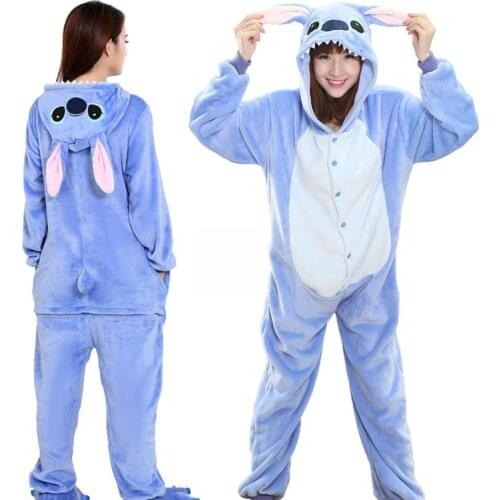 ZITY Unicorn Pajama Stitch Adult Animal Onesie Women Men Couple 2019 Winter Pajamas Suit Sleepwear Flannel Pijamas Pyja