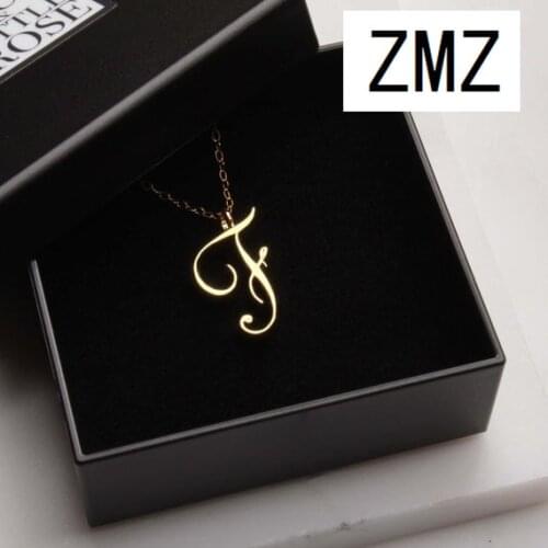 ZMZ 2019 Europe/US fashion English letter pendant lovely letter F text necklace gift for mom/girlfriend party jewelry