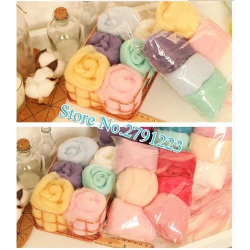 10g/bag Varied Colorful Series Wool Fiber 6/8/10/16/32 Colors DIY Hand Spinning Fun Doll Needlework Top Roving Needlefelting