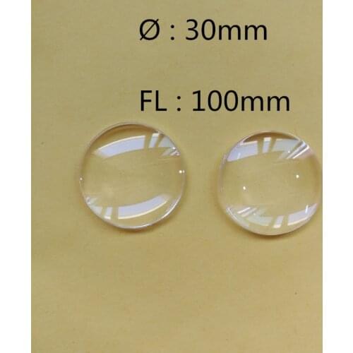 10 pcs PMMA Plano convex lens diameter 30mm focal length 100mm