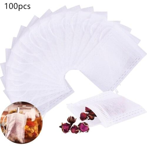 100Pcs/Lot Teabags 5 x 7CM Empty Scented Tea Bags With String Heal Seal Filter Paper Bag Holder For Herb Loose Tea
