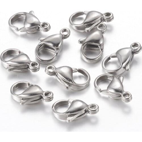 100pcs 9mm 10mm 11mm 12mm 13mm 15mm 304 Stainless Steel Lobster Claw Clasps DIY Jewelry Component Finding Making Gloden