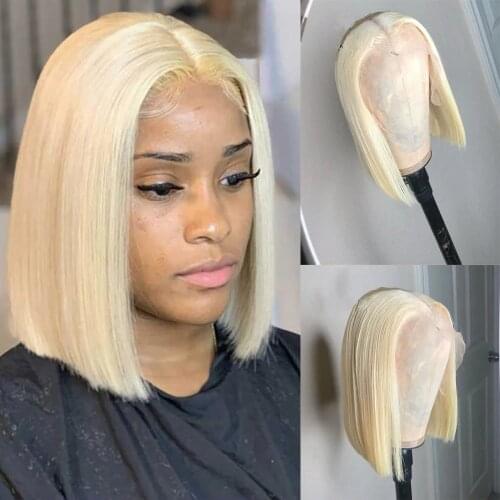 180 DensityBrazilian Straight Hair 613 Full Lace Short Bob Remy Hair Wigs 10 Inches 13*4 Transparent Lace Front Wigs