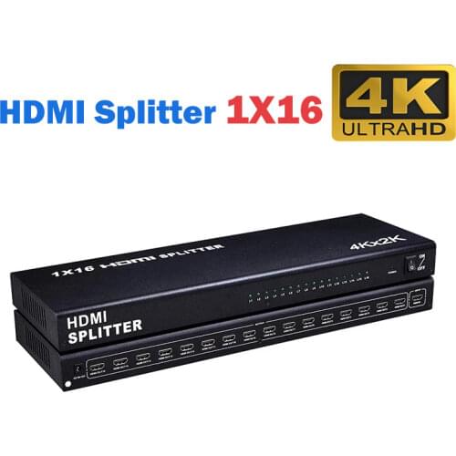 HDMI 1X16 16 way hdmi splitter 1x16 HDMI 1.4 Splitter Adatper Split 4K 30Hz HDCP 2.2 3D HDR 1080P 1 HDMI In 16 Output