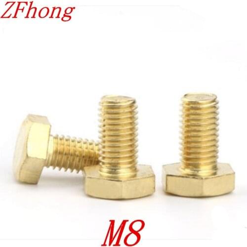 20pcs Brass Hex Bolt M8*10/12/16/20/25/30/35/40/45/50/55/60