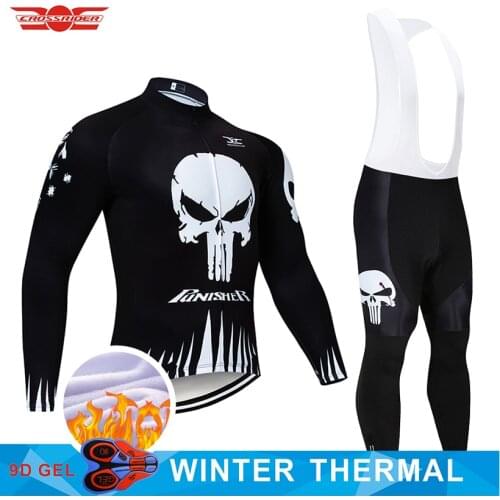 2021 Winter Cycling Clothing 9D Pants Set MTB Skull Bicycle Clothing Mens Ropa Ciclismo Thermal Fleece Bike Jacket Cycling Wear
