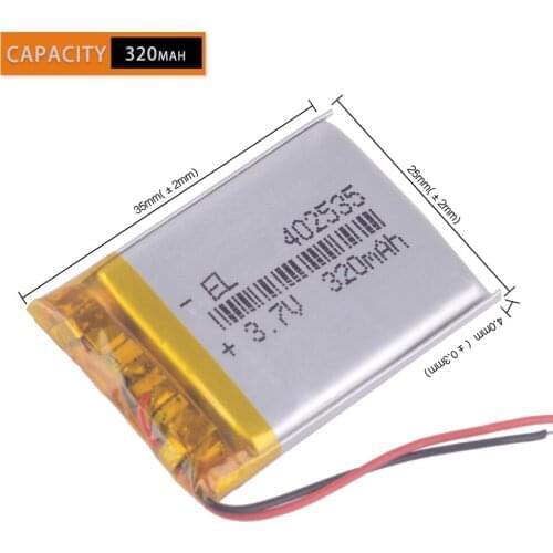 3pcs/Lot 3.7V 320mAh 402535 Polymer Li-ion Battery For Game Player mouse recorder speaker RC toys headephone Remote controller